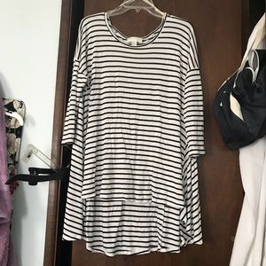 Black and white striped top.
